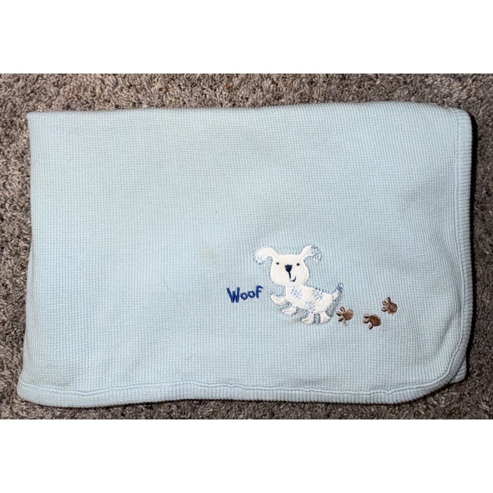 Koala Baby Woof Blue Puppy Dog Paw Prints Thermal Waffle Weave Receiving Blanket